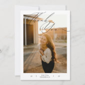 Modern Script Typography Photo Graduation Dankeskarte (Vorderseite)