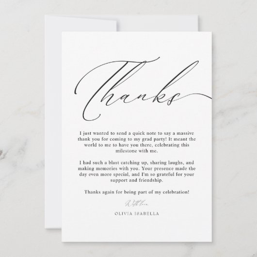 Modern Script Typography Photo Graduation Dankeskarte (Rückseite)