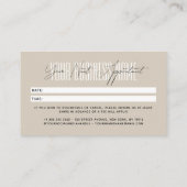 Modern script typography professional reminder terminkarte (Rückseite)