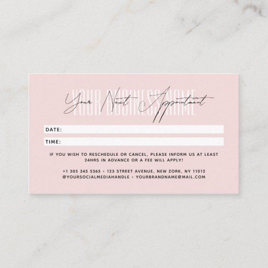 Modern script typography professional reminder terminkarte (Rückseite)