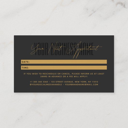 Modern script typography professional reminder terminkarte (Rückseite)