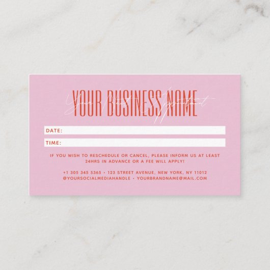 Modern script typography professional reminder terminkarte (Rückseite)