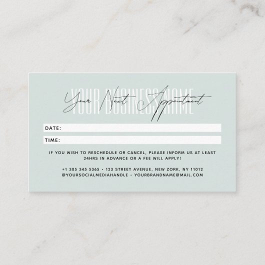 Modern script typography professional reminder terminkarte (Rückseite)