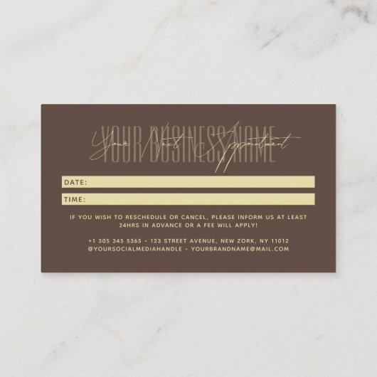 Modern script typography professional reminder terminkarte (Rückseite)