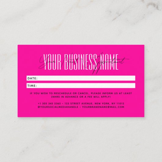Modern script typography professional reminder terminkarte (Rückseite)