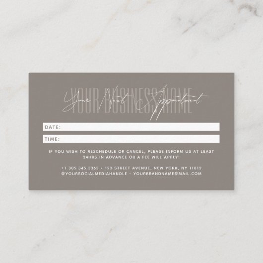 Modern script typography professional reminder terminkarte (Rückseite)