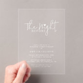 Modern Script Typography Rehearsal Dinner Acryleinladungen (Insitu (Handheld))