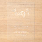 Modern Script Typography Rehearsal Dinner Acryleinladungen (Vorderseite)