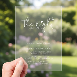 Modern Script Typography Rehearsal Dinner Acryleinladungen