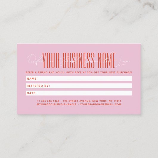 Modern script typography share the love empfehlungskarte (Rückseite)