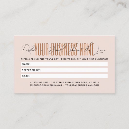 Modern script typography share the love empfehlungskarte (Rückseite)