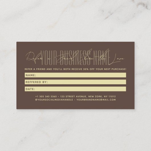 Modern script typography share the love empfehlungskarte (Rückseite)