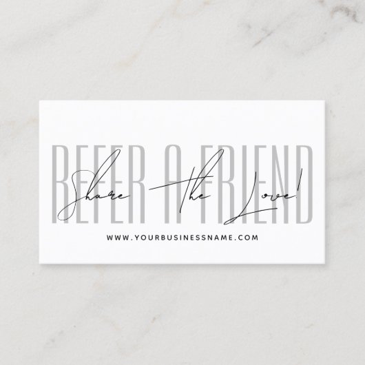Modern script typography share the love empfehlungskarte (Vorderseite)