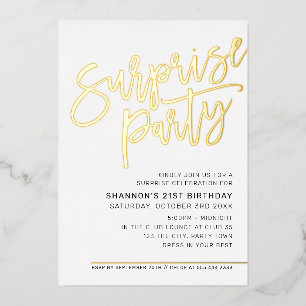 MODERN SCRIPT Überraschungsgeburtstag Party schwar Folieneinladung