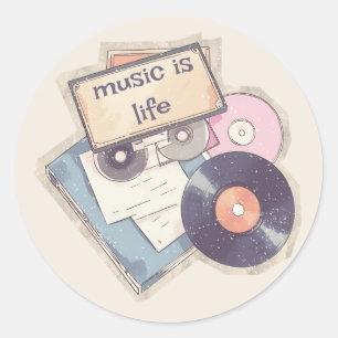 Modern Script Vintage-Musik-Aufkleber   Musik ist  Runder Aufkleber
