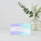 Modern Script Violet Aqua Blue Pastel Ombre Chic Visitenkarte (Stehend Vorderseite)