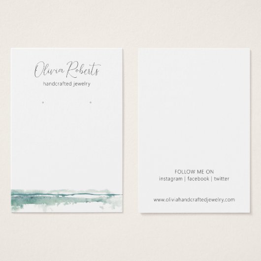 Modern Script Watercolor Earring Display Card (Vorne & Hinten)