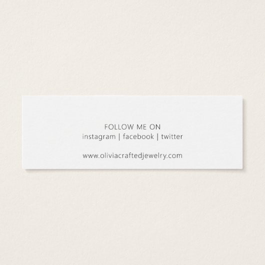 Modern Script Watercolor Earring Display Card (Rückseite)