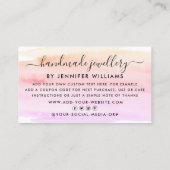 Modern Script Watercolor Pinselstrich Danke Visitenkarte (Rückseite)