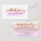 Modern Script Watercolor Pinselstrich Danke Visitenkarte (Vorne/Hinten)