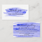 Modern Script Watercolor Pinselstrich Danke Visitenkarte (Vorne/Hinten)
