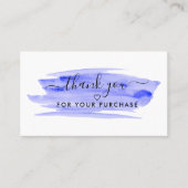 Modern Script Watercolor Pinselstrich Danke Visitenkarte (Vorderseite)