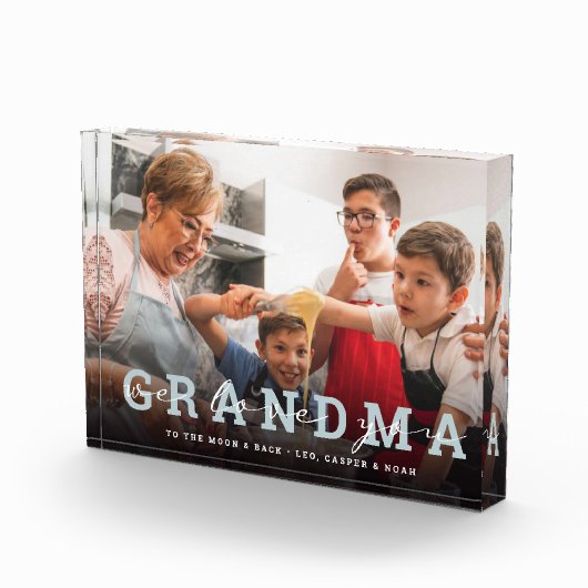 Modern Script 'We Liebe You - Oma' Glass Foto (Rechts)