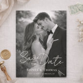 Modern Script Wedding 2 Photos Save the Date