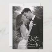 Modern Script Wedding 2 Photos Save the Date (Vorderseite)