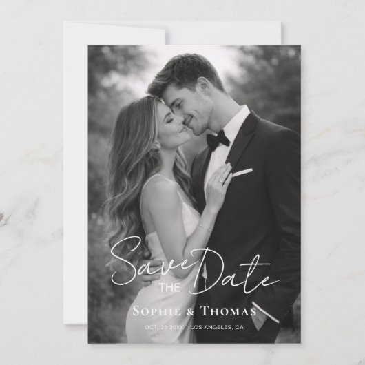 Modern Script Wedding 2 Photos Save the Date (Vorderseite)