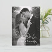 Modern Script Wedding 2 Photos Save the Date (Stehend Vorderseite)