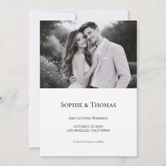 Modern Script Wedding 2 Photos Save the Date (Rückseite)