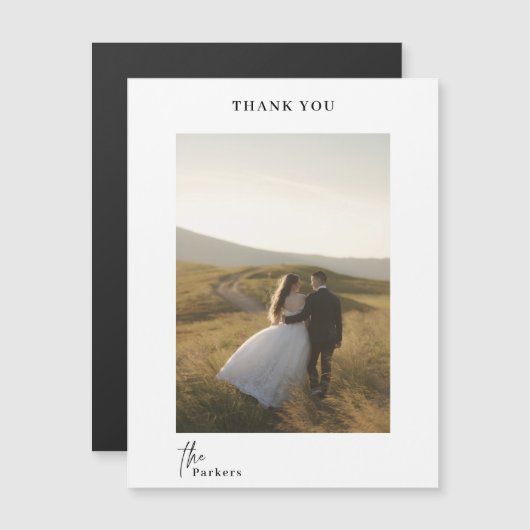 Modern Script Wedding Danke Magnet (Vorne/Hinten)