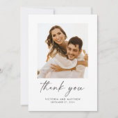 Modern Script Wedding danke You Card (Vorderseite)
