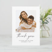 Modern Script Wedding danke You Card (Stehend Vorderseite)