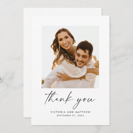 Modern Script Wedding danke You Card (Vorne/Hinten)