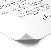 Modern Script Wedding Drinks Menu Sign Poster (Ecke)