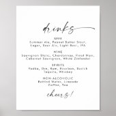 Modern Script Wedding Drinks Menu Sign Poster (Vorne)