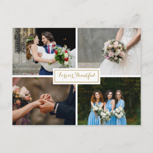 Modern Script Wedding Foto Collage Vielen Dank Postkarte