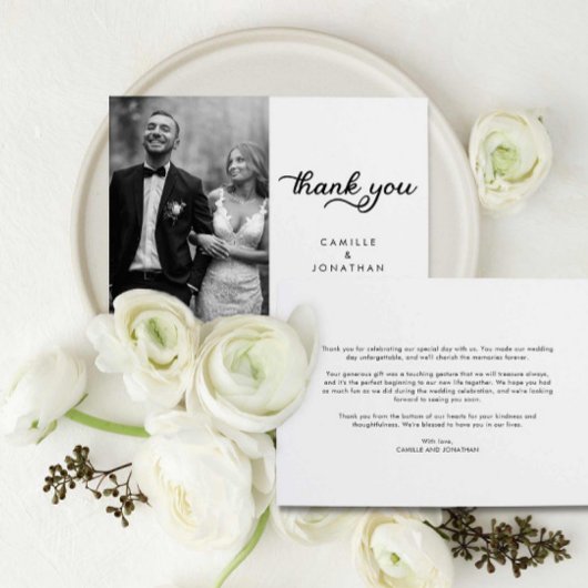 Modern Script Wedding Foto Danke, dass ihr Karte h