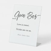 Modern Script Wedding Open Bar Simple Event Sockelschild (Vorderseite)
