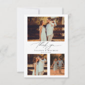 Modern Script Wedding Photo Collage Dankeskarte (Vorderseite)