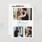 Modern Script Wedding Photo Collage Dankeskarte (Vorne/Hinten)