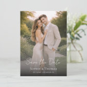 Modern Script Wedding Photo Save the Date (Stehend Vorderseite)