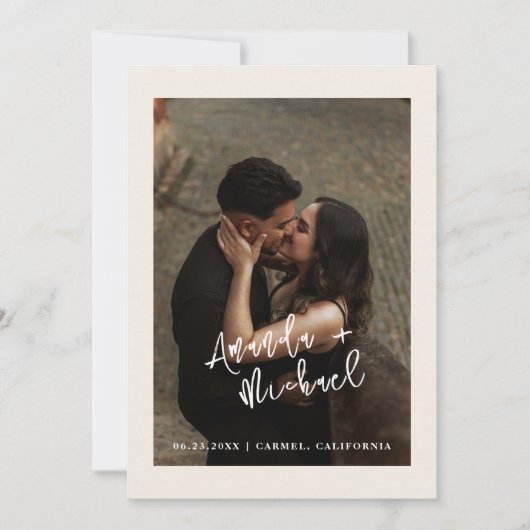 Modern Script Wedding Photo Save The Date (Vorderseite)