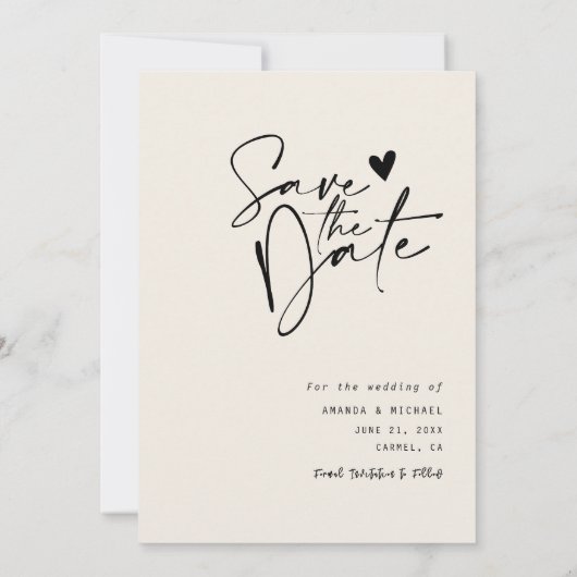 Modern Script Wedding Photo Save The Date (Rückseite)