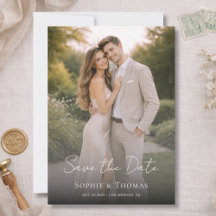 Modern Script Wedding Photo Save the Date