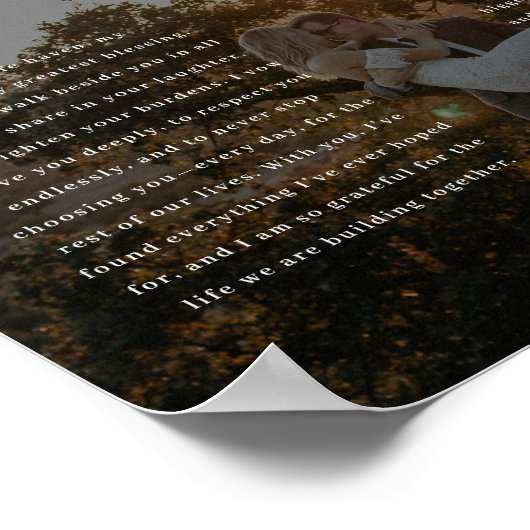 Modern Script Wedding Vows Custom Names & Photo Poster (Ecke)