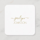 Modern Script White Gold Personalisiert Black Name Quadratische Visitenkarte (Vorderseite)