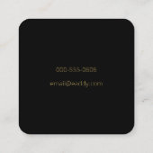 Modern Script White Gold Personalisiert Black Name Quadratische Visitenkarte (Rückseite)